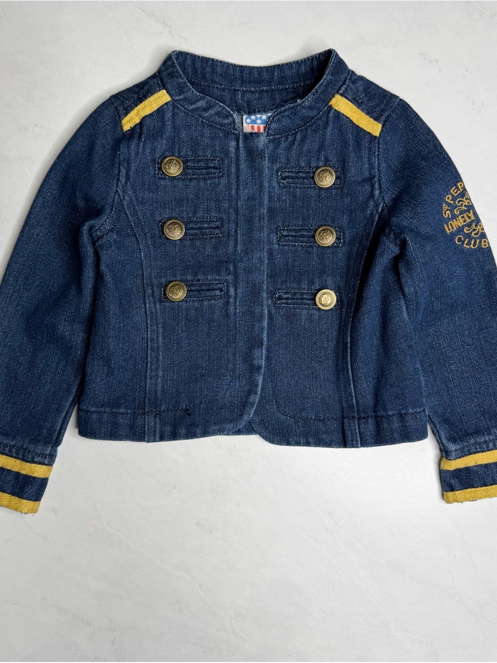 Junk Food Military-Style Denim Gold Trim Jean Jacket 2T